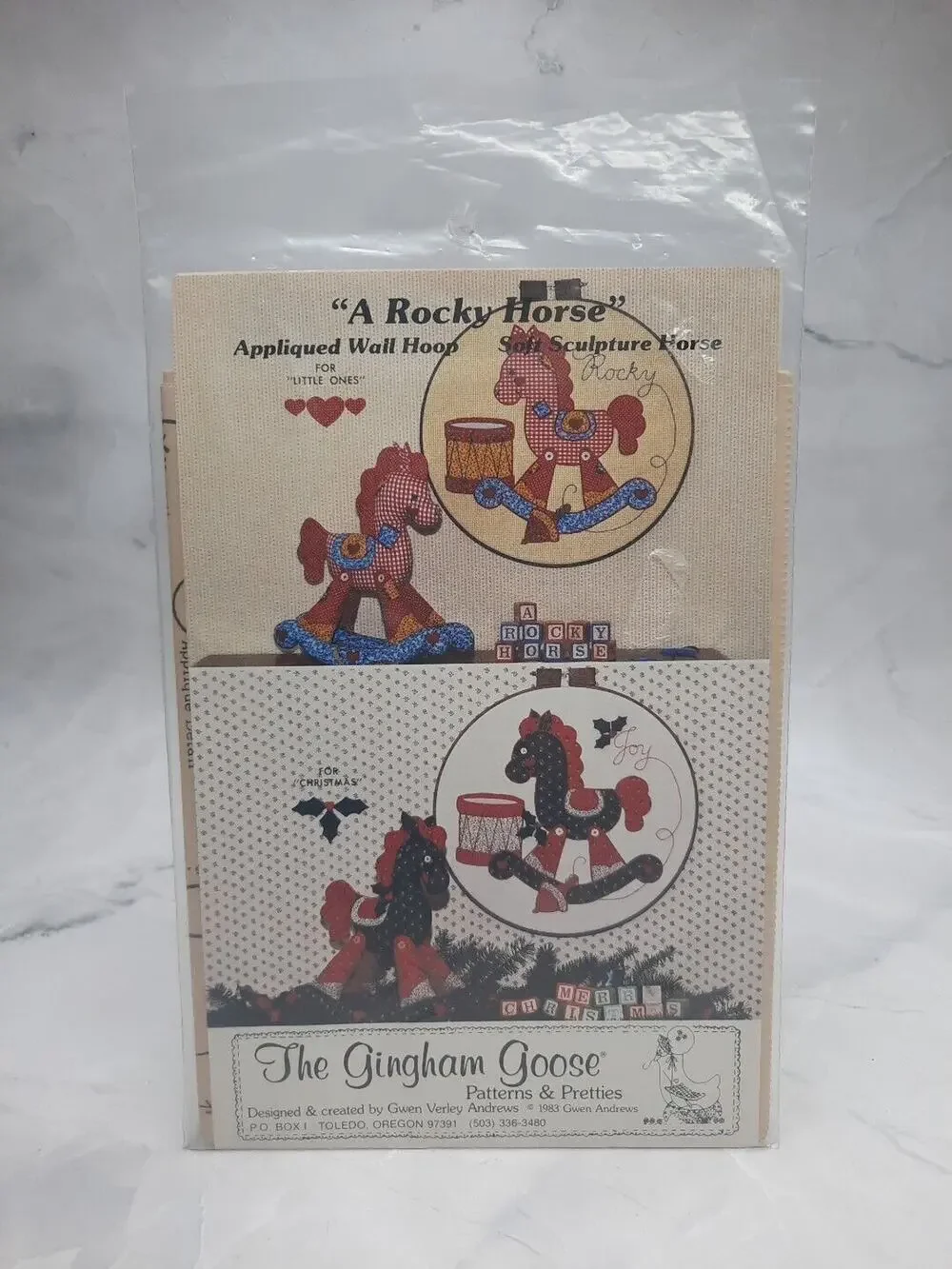 The Gingham Goose A Rocky Horse Applique Wall Hoop or Soft Sculpture Pattern